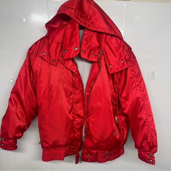 Vintage 1980s Bogner Women's Goose Down Ski Jacket Size 8 Red Made in USA. - Picture 3 of 13